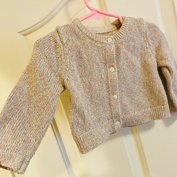 EUC Baby Gap Rainbow Metallic Button Up Knit Cardigan Sweater - Picture 7 of 14